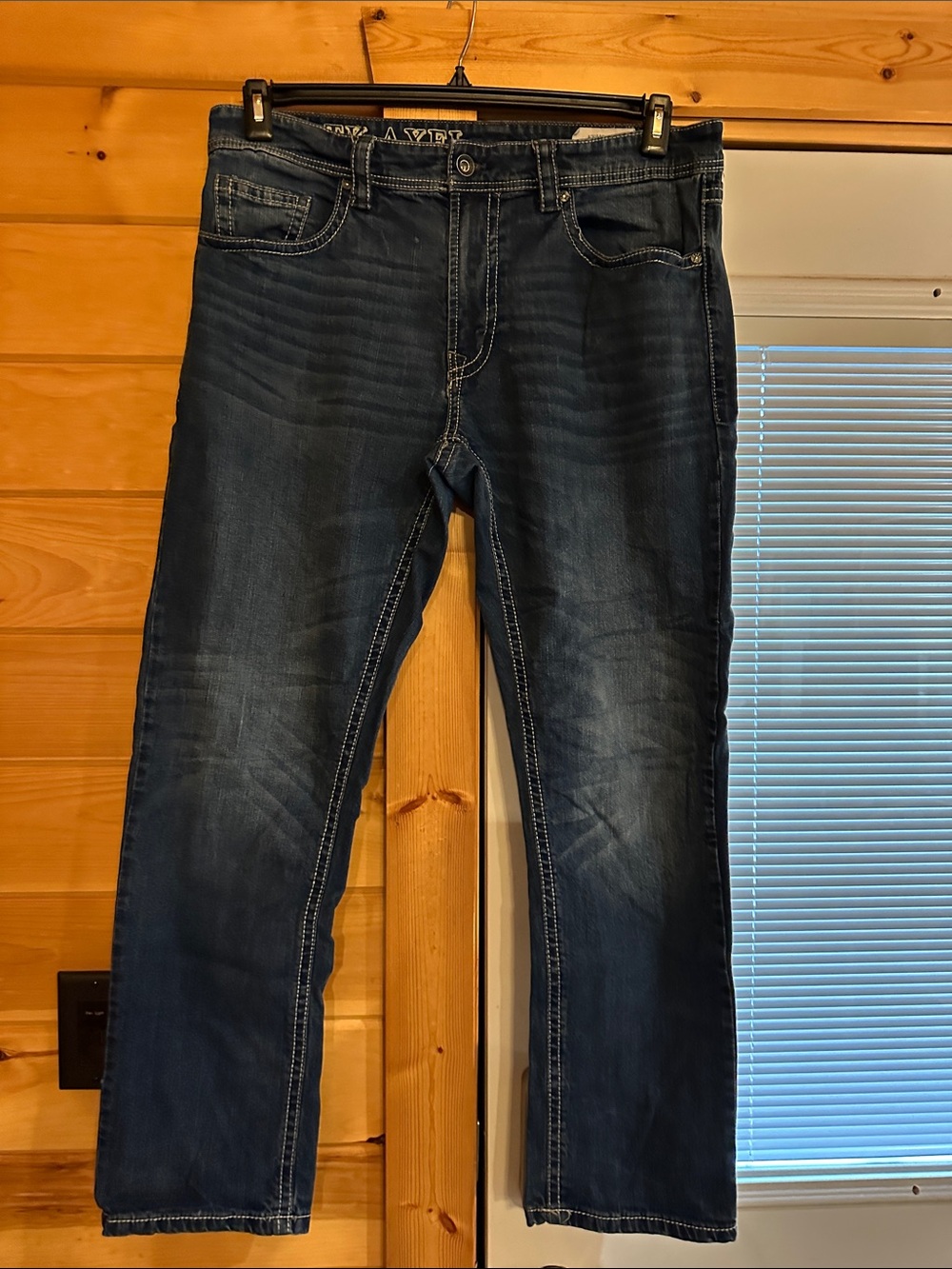Men's Dark Blue Straight Jeans - Unbranded